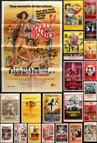 6m028 LOT OF 55 FOLDED KUNG FU ONE-SHEETS 1970s-1980s great images from martial arts movies!
