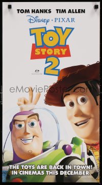 6p097 TOY STORY 2 advance Aust daybill 1999 Woody, Buzz Lightyear, Disney and Pixar animated sequel!
