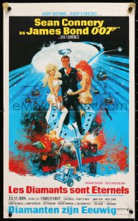 6p178 DIAMONDS ARE FOREVER Belgian 1971 art of Sean Connery as James Bond by Robert McGinnis!
