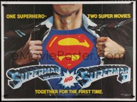 6p270 SUPERMAN/SUPERMAN 2 British quad 1981 Chris Reeve superhero double-bill!