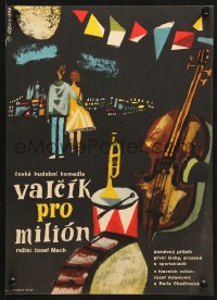 6p239 WALTZ FOR A MILLION Czech 11x16 1961 Valcik Pro Milion, Born art of couple & instruments!
