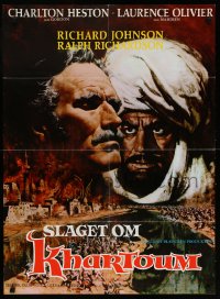 6p017 KHARTOUM Danish 1966 Charlton Heston & Laurence Olivier, North African adventure!