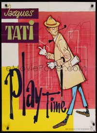 6p018 PLAYTIME Danish 1969 great completely different artwork of Jacques Tati as Monsieur Hulot!