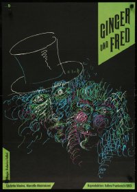 6p294 GINGER & FRED East German 23x32 1987 Fellini, Mastroianni, Masina, artwork by Heidenreich!
