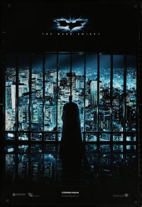 6p246 DARK KNIGHT teaser DS English 1sh 2008 Christian Bale as Batman looking over city!