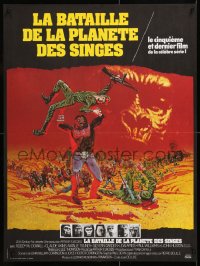 6p752 BATTLE FOR THE PLANET OF THE APES French 23x30 1973 sci-fi art of war between apes & humans!