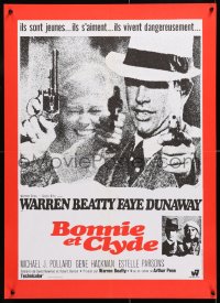 6p760 BONNIE & CLYDE French 22x31 R1980s notorious crime duo Warren Beatty & Faye Dunaway, Ferracci!