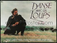 6p772 DANCES WITH WOLVES French 24x32 1991 cool different image of Kevin Costner & buffalo!