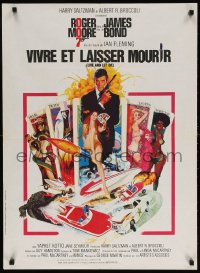 6p815 LIVE & LET DIE French 23x32 R1980s art of Roger Moore as James Bond by Robert McGinnis!