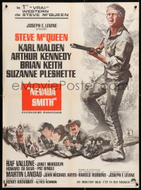 6p829 NEVADA SMITH French 23x31 1966 cool image of Steve McQueen with gun!
