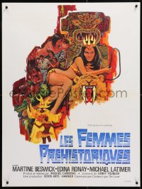 6p844 PREHISTORIC WOMEN French 24x32 1967 Slave Girls, art of sexiest cave babe with whip!