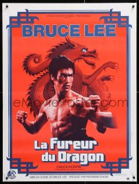 6p851 RETURN OF THE DRAGON French 24x31 1974 Ferracci art, Bruce Lee classic!