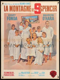 6p866 SPENCER'S MOUNTAIN French 24x32 1964 art of Henry Fonda, Maureen O'Hara & kids by Jean Mascii