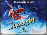 6p872 SUPERGIRL French 23x31 1984 super Helen Slater in costume flying over Statue of Liberty!