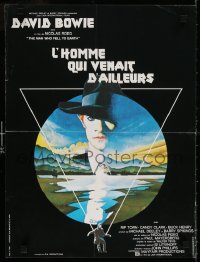 6p943 MAN WHO FELL TO EARTH French 16x21 1976 Nicolas Roeg, cool art of David Bowie by Fair!