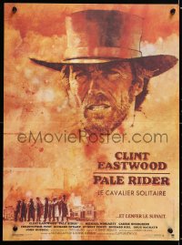 6p955 PALE RIDER French 15x21 1985 great artwork of cowboy Clint Eastwood by C. Michael Dudash!