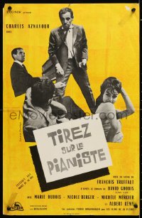 6p973 SHOOT THE PIANO PLAYER French 15x24 1962 Francois Truffaut's Tirez sur le pianiste, cool art!