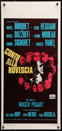 6p661 CIRCLE OF VENGEANCE Italian locandina 1971 Michel Bouquet, Simone Signoret, cool cast montage!