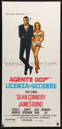 6p669 DR. NO Italian locandina R1971 Sean Connery as James Bond & sexy Ursula Andress in bikini!