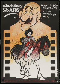 6p112 TREASURE OF SWAMP CASTLE Polish 27x37 1987 Attila Dargay, cool Dybowski cartoon artwork!