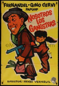 6p132 GANGSTER BOSS Spanish 1960 completely different wacky art of Fernandel with young boy!