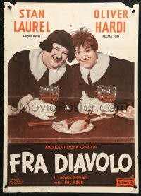 6p413 DEVIL'S BROTHER Yugoslavian 20x28 1960s Hal Roach, image of wacky Stan Laurel & Oliver Hardy!
