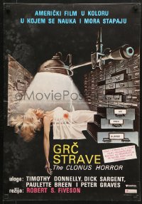 6p436 PARTS: THE CLONUS HORROR Yugoslavian 19x28 1978 science & nightmare, art of sexy girl on autopsy table!