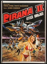 6p437 PIRANHA PART TWO: THE SPAWNING Yugoslavian 19x27 1982 flying fish attacking people on beach!