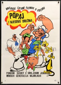 6p439 POPAJ I NJEGOVA DRUZINA Yugoslavian 19x27 1970s Popeye, Sylvester, Porky Pig & more!