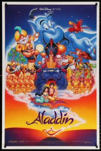 6r507 ALADDIN DS 1sh 1992 Walt Disney Arabian fantasy cartoon, Calvin Patton art of cast!