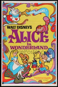 6r508 ALICE IN WONDERLAND 1sh R1981 Walt Disney Lewis Carroll classic, cool psychedelic art
