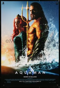 6r520 AQUAMAN advance DS 1sh 2018 DC, Momoa in title role with sexy Amber Heard, home is calling!