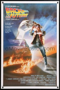 6r531 BACK TO THE FUTURE studio style 1sh 1985 art of Michael J. Fox & Delorean by Drew Struzan!