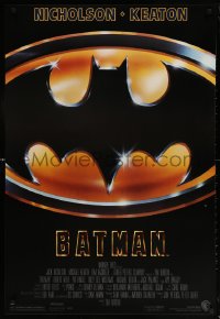 6r532 BATMAN 1sh 1989 directed by Tim Burton, cool image of Bat logo, new credit design!