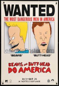 6r546 BEAVIS & BUTT-HEAD DO AMERICA teaser 1sh 1996 Mike Judge, most dangerous men in America!