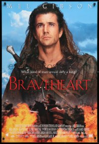 6r561 BRAVEHEART style B int'l DS 1sh 1995 cool image of Mel Gibson as William Wallace!