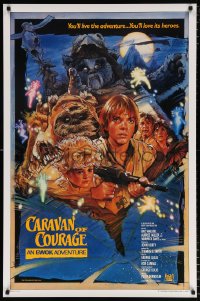 6r573 CARAVAN OF COURAGE style B int'l 1sh 1984 An Ewok Adventure, Star Wars, art by Drew Struzan!