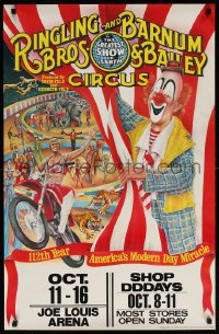 6r012 RINGLING BROS & BARNUM & BAILEY CIRCUS 23x36 circus poster 1983 Joe Louis Arena in Detroit!