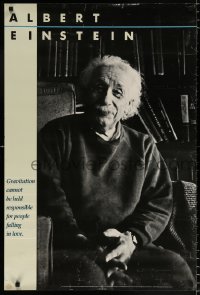 6r215 ALBERT EINSTEIN 24x36 commercial poster 1990s smiling portrait of father of relativity theory!