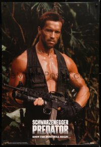 6r265 PREDATOR 27x39 German commercial poster 1987 Schwarzenegger sci-fi, soon the hunt will begin!