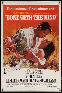 6r675 GONE WITH THE WIND 1sh R1980 Clark Gable, Vivien Leigh, Terpning artwork, all-time classic!