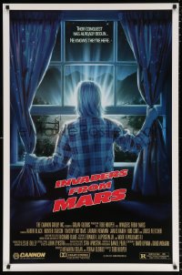 6r717 INVADERS FROM MARS 1sh 1986 Tobe Hooper, art by Mahon, he knows they're here, R-rated!