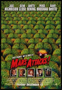 6r778 MARS ATTACKS! int'l advance DS 1sh 1996 directed by Tim Burton, great image of brainy aliens!