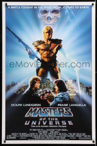 6r784 MASTERS OF THE UNIVERSE 1sh 1987 image of Dolph Lundgren as He-Man & Langella as Skeletor!