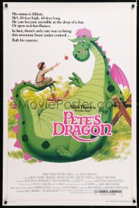 6r824 PETE'S DRAGON 1sh R1984 Walt Disney, colorful art of cast headshots & dragon by Paul Wenzel!