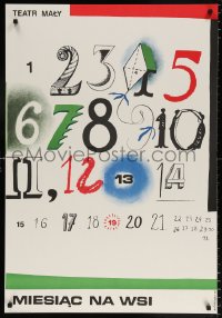 6r312 MIESIAC NA WSI stage play Polish 26x38 1977 great colorful art of numbers by M. Rutkowska!