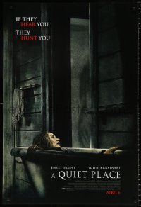 6r843 QUIET PLACE advance DS 1sh 2018 completely creepy image of Emily Blunt in bathtub & shadow!