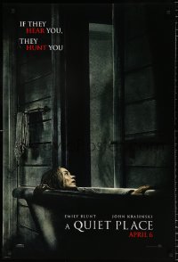 6r844 QUIET PLACE teaser DS 1sh 2018 completely creepy image of Emily Blunt in bathtub & shadow!