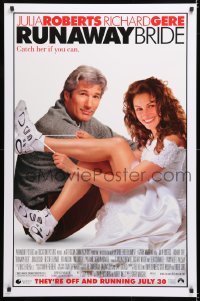 6r867 RUNAWAY BRIDE advance DS 1sh 1999 great image of Richard Gere sitting with sexy Julia Roberts!
