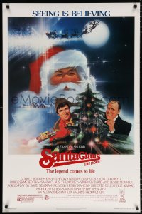 6r869 SANTA CLAUS THE MOVIE 1sh 1985 Bob Peak art of Santa & his reindeer sleigh, Moore, Lithgow!